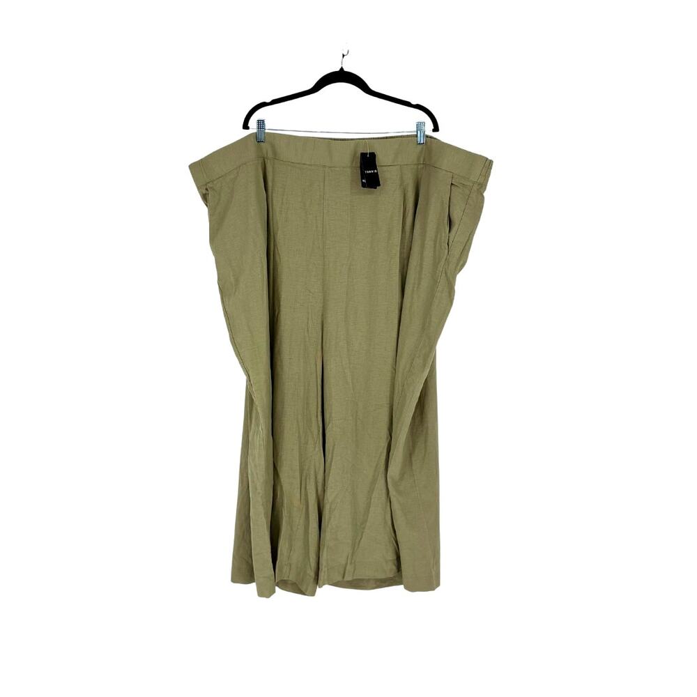 NWT Olive Green Stretch Linen Blend Wide Leg Cropped Pants - Size 6X